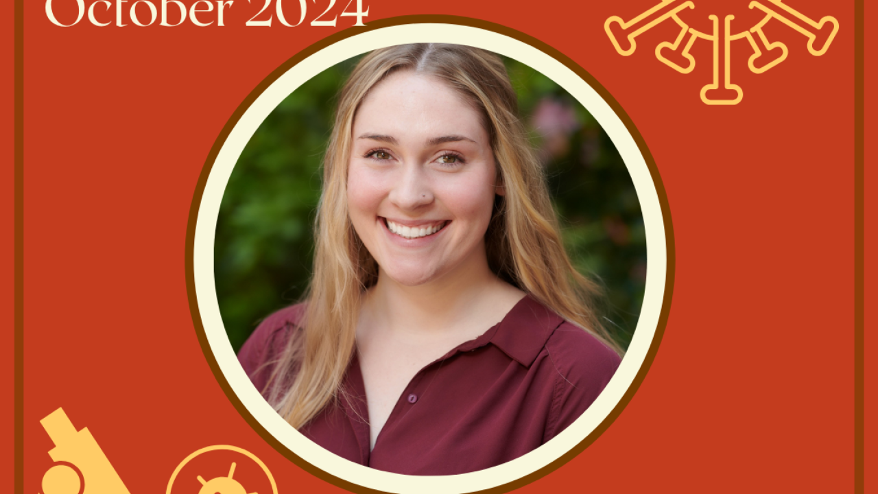 graphic featuring a picture of emily fehrman smiling