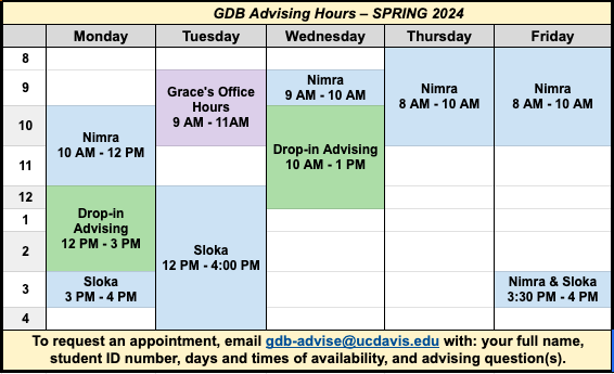 updated spring schedule