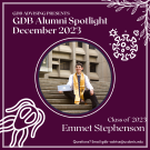 Alumni Spotlight graphic featuring Emmet 