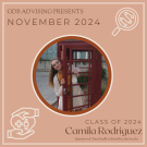 graphic featuring a picture of camila smiling