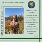 Student of the Month Samantha Green graphic with quote