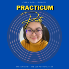 Lois smiling in the middle of the Practicum Podcast Logo