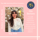 May Student of the Month Graphic with photograph and quote from Gio